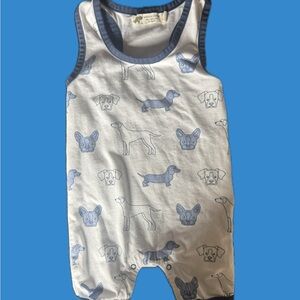 Blue and White Dog Print One Piece